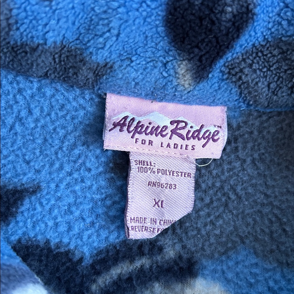 Alpine Ridge Floral Blue Button Up Fleece Jacket - Picture 3 of 6